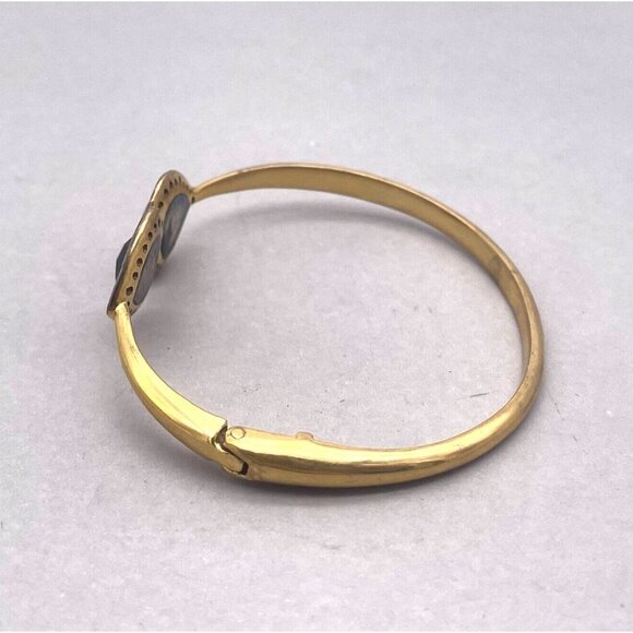 Gold Plated Teardrop Rhinestone Cuff Hinged Bracelet - Picture 5 of 5